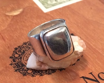 Vintage Sterling ring modernist ring size 8.5 ring Mexican vintage ring
