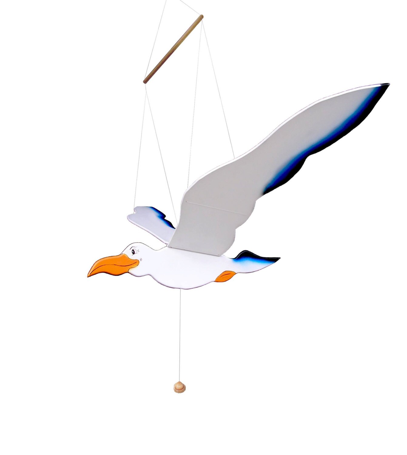 Wooden Flying Seagull Toy Hanging Handmade Hand painted Gift