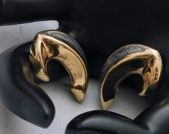 Vior Blue GRAY VERMEIL Vintage Designer Gold Tone Enamel Christmas Gift for Her Beautiful Drop Signed Pierced Pair Earrings! 907