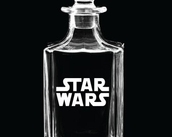 Custom Etched Engraved Star Wars Whiskey Decanter Whiskey Glasses, Star Wars Whiskey Decanter, Star Wars Whiskey Glasses