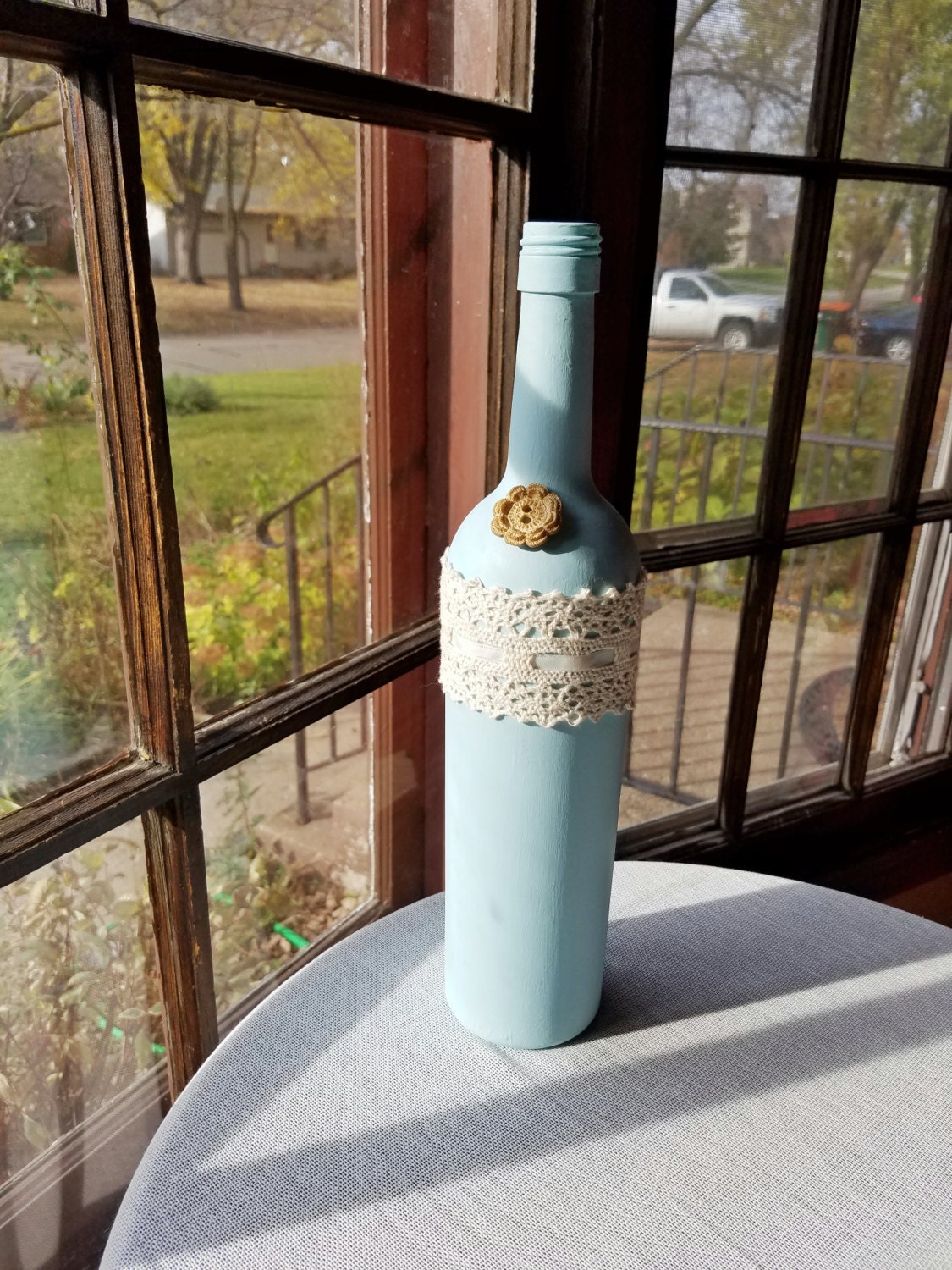 ON SALE Blue Wine Bottle Blue Bottle Wine Bottle Decor Home