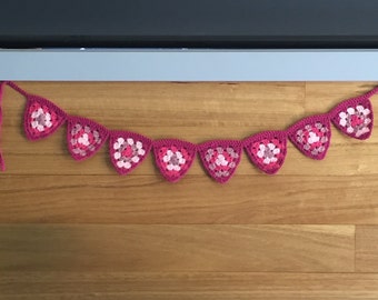 Handmade crochet christmas flag bunting