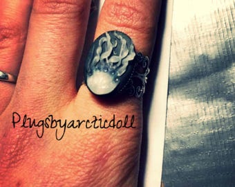 Bague camée méduse fait main