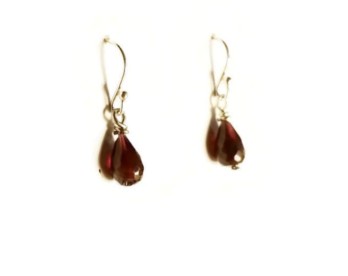 Sterling Silver Garnet Teardrop Earrings, January Birthstone, Gemstone Earrings, Unique Birthday Gift, Gift for Her