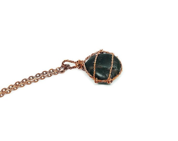 Clearance- Copper Wrapped River Rock Pendant Necklace, Mens Copper Necklace, Gifts for Men, Gifts for Her, Unique Birthday Gift