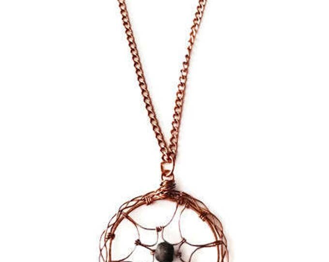 Copper Dream Catcher Necklace, Copper and Pukalet Pendant, Dreamcatcher Jewelry, Dream Catcher Pendant, Unique Birthday Gift