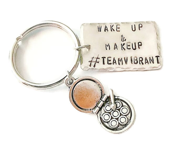 Wake Up and Makeup Custom Key Chain, Makeup Sales Key Chain, Personalized Direct Sales Makeup Key Chain