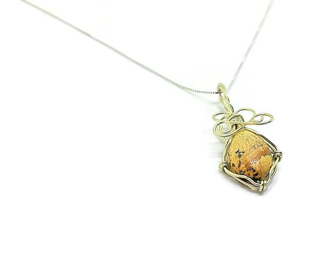 Sterling Silver Wrapped Picture Jasper Pendant, Sterling Silver Jasper Necklace, Jasper Gemstone Pendant, Unique Birthday Gift