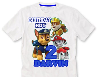 Any Name birthday girl or boy, Paw patrol Birthday Shirt iron on transfer, printable file only, Pup Paw patrol shirt, birthday boy or Girl