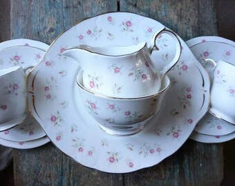 Vintage tea set for six. Gorgeous dainty rose china. Duchess tea set. Tea party. Garden party. Tea set. Gifts for her.