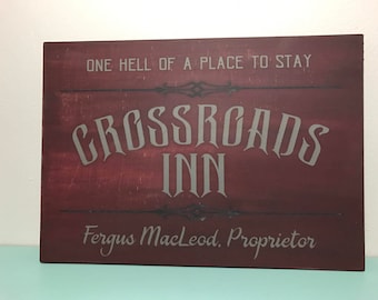 Vintage Style Hand Painted Supernatural Crowley Sign/ Nerd Decor/ Geek Chic