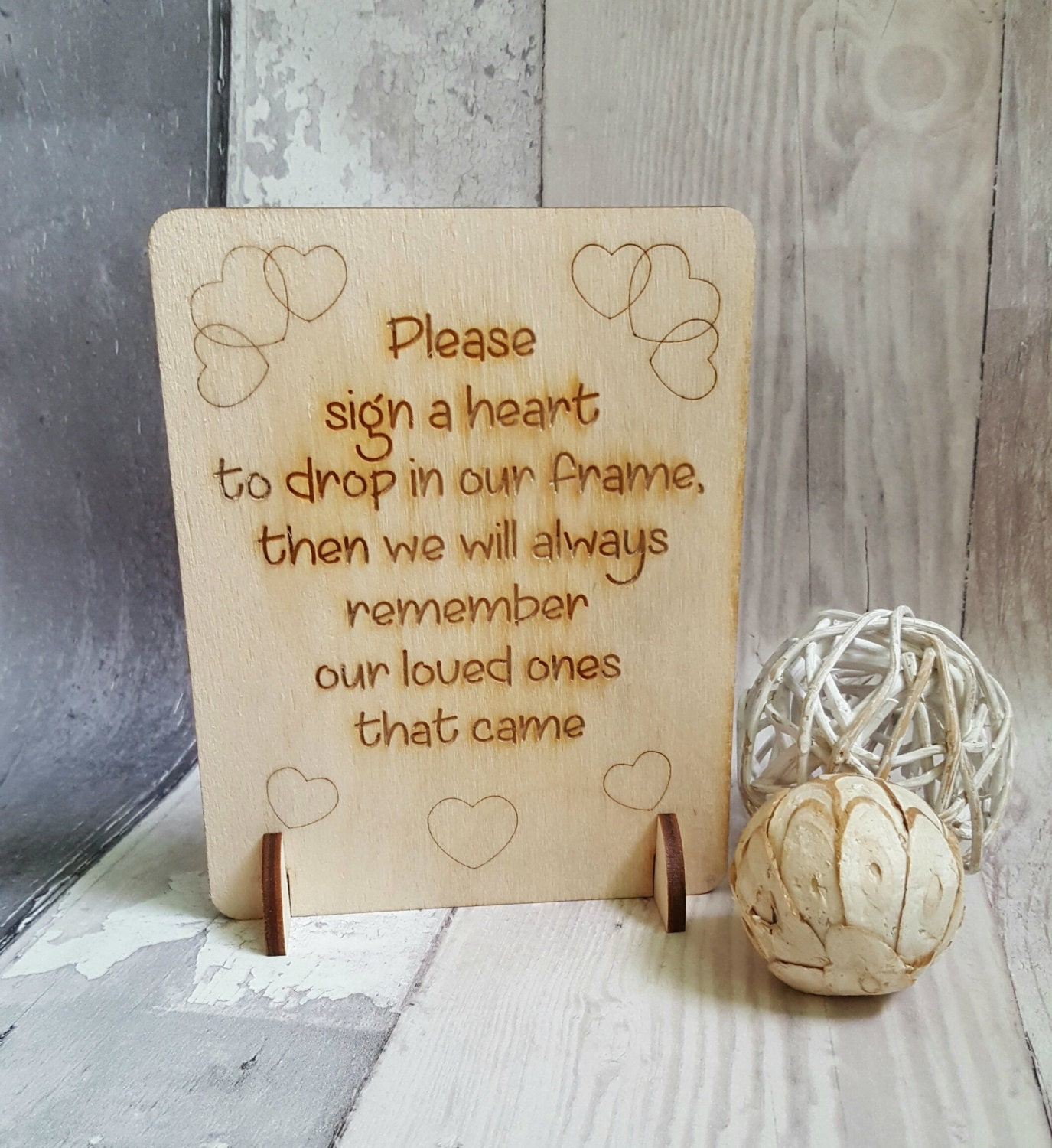 Wooden Heart Guest Book Sign