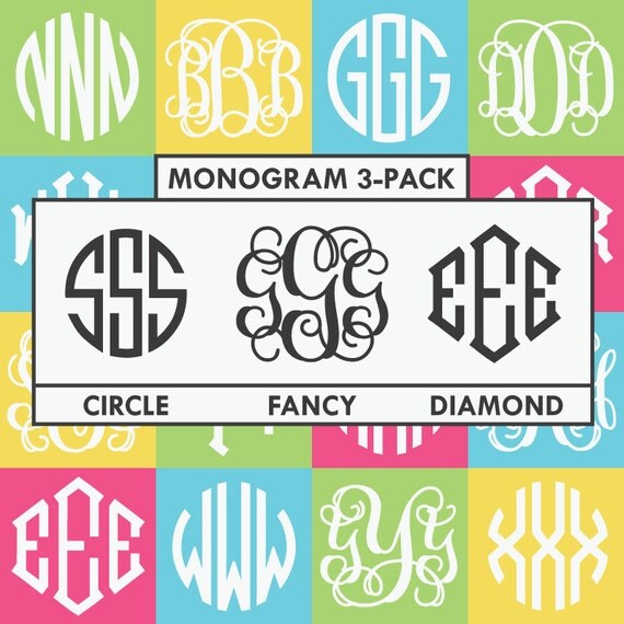 Download Circle Fancy Diamond Monogram Pack SVG DXF EPS Silhouette