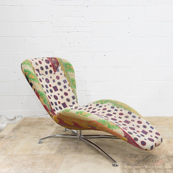 Mid Century Style Bohemian Chaise Lounge Chair Upholstered