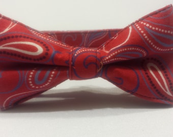 Boys Red White and Blue Paisley Bowtie