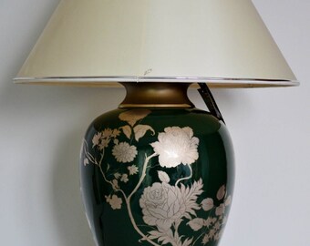 Maison Le Dauphin Ceramic Table Lamp or Desk lamp, Silver Green, Signed France Regency, 1970, Home Design, Interior decorating, french style