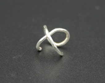 Sterling Silver Ear Cuff, Ear Cuff, CrissCross Ear Cuff, No Pierce Earring, Silver Ear Cuff, Silver Earrings, Gold Ear Cuff, 14kt Solid Gold