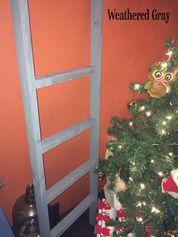 5 Ft. Tall Wooden Ladder Blanket Hanger by atozwoodworksncrafts