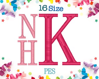 16 Sizes Stacked Monogram Embroidery Font PES Format Embroidery Machine,Embroidery Font,Embroidery Design Monogram Font,Roman Font