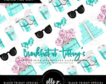 Breakfast at Tiffany's Themed Clipart Bundle by Elle P. Studio Limited Time - Only Avail during our BF Sale (Use Code: ELLE30 for 30% off!)