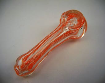 Orange and White Spiral Striped Glass Pipe Bowl Spoon