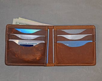 Copper Rough & Tough Leather Wallet, SB Foot Pull-up Wallet, Men's Bifold Wallet, Made in USA Wallet, Credit Card Wallet, Distressed Wallet