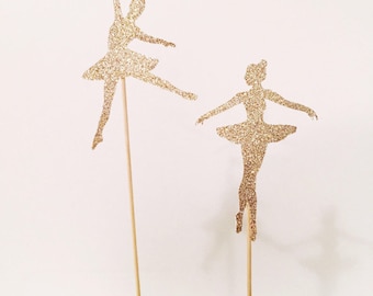 Ballerina Cake Toppers / Floral Picks, Glitter