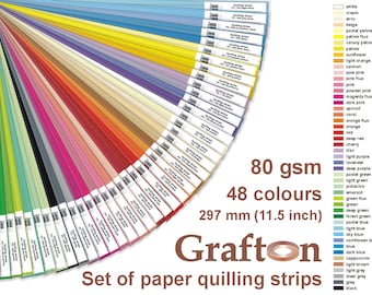 Paper Quilling Strips Supplies, Set of Quilling Paper, Solid Colors, 80 gsm, 297 long, 48 colors, 2mm, 3mm, 5mm, 6mm, 10mm, 1/8, 1/4, 1/2