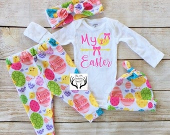 Baby Girl Coming home Outfit, My First Easter, Newborn,Easter Eggs,Bright,Easter Outfits,Easter,My 1st Easter,Eggs,Happy Easter,Baby Girl