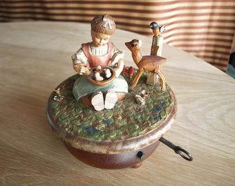 Vintage Anri Thorens Movement Music Box Hand Carved Wooden - Hi Lill, Hi Lo, 6" Tall – Made in Switzerland
