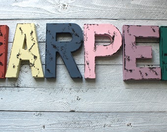 Shabby Chic Nursery, Distressed Letters, Baby Girl Nursery, Vintage Decor, Vintage Letters, Custom Nursery Letters, Custom Nursery Decor