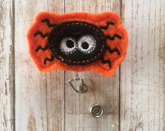 Orange Spider Badge Reel | Spider Badge Reel | Halloween Badge Reel | October Badge Reel | Badge Reel