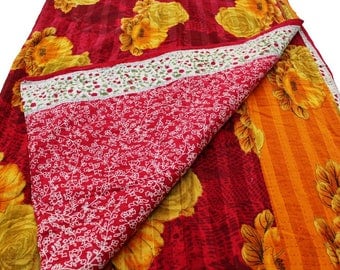 Kantha Quilt - The Indian Bedding Princess/ Vintage BOHEMIAN Picnic Blanket/ BEACH Blanket/ Cotton Wall hanging and Throws