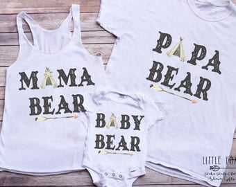 Matching Family Shirts, Boho Baby Clothes, Mama Bear, Papa Bear, Baby Bear, Birthday Shirt, Boy Clothes, Toddler Birthday, Mama Bear Shirt