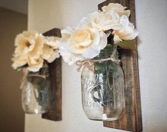 Set of 2 mason jar lantern, Lantern, Entryway decor, Wall Scones, bathroom wall decor, living room decor, kitchen decor, hanging lantern