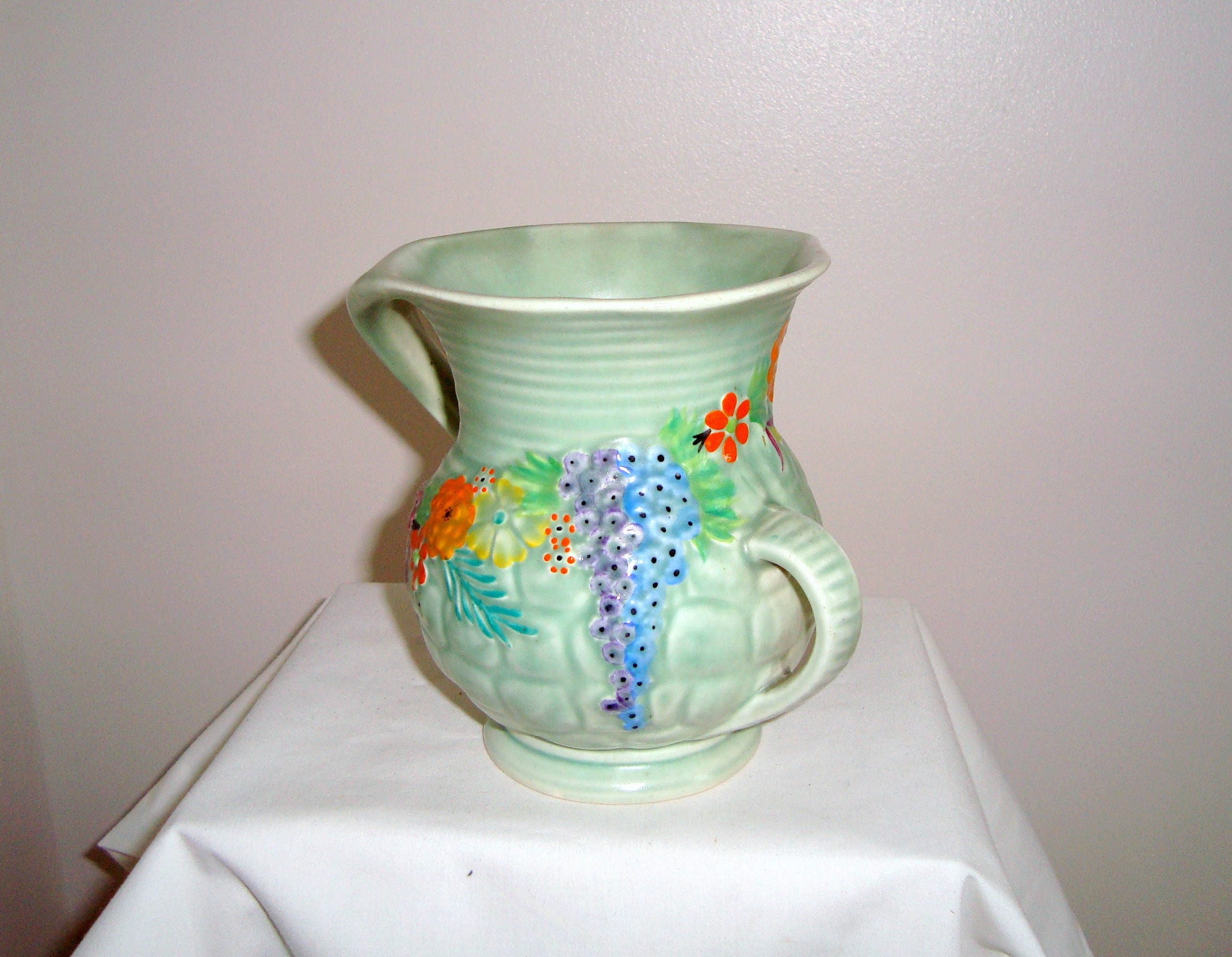 1930s Two-handled Jug Vase Art Deco Carlton ware Ribbed