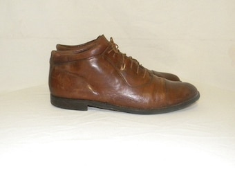 Johnston & Murphy-Men Sz 13-Vintage shoes-Brown leather shoes-Flat shoes-1970s-Lace up shoes.