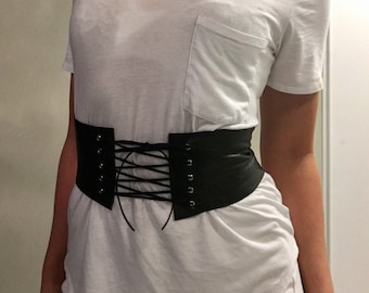 Black Leather Corset Belt
