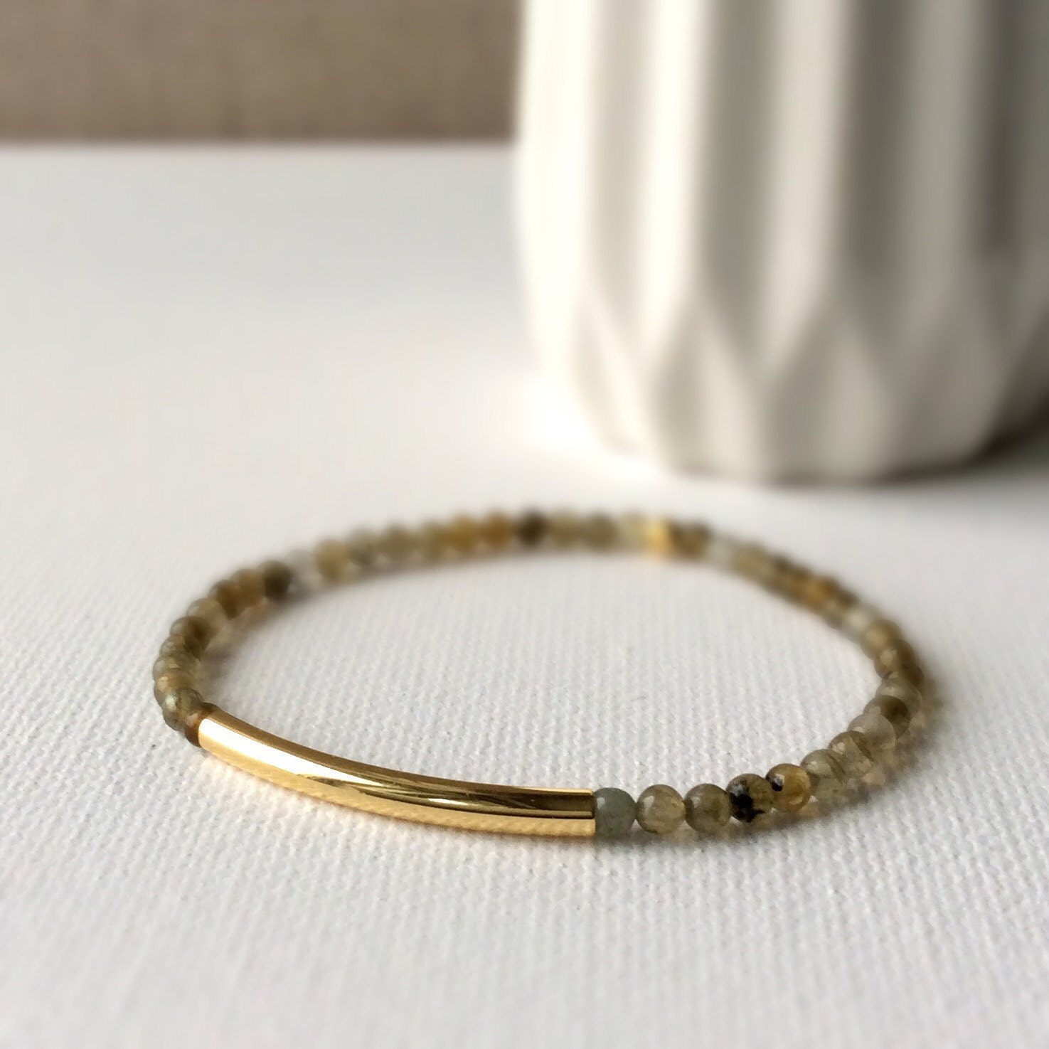 Labradorite Stretch Bracelet, tiny Bead bracelet, 16k gold bracelet, elastic bracelet, Thin beaded bracelet, gemstone jewelry, gifts for her