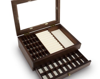 Ikee Design Large Wooden Jewelry Box Organizer Storage for Necklaces, Bracelets, Earrings, Rings