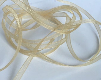 5M, gold organza ribbon, gold ribbon, gold ribbon, 3mm ribbon, craft ribbon, gold sheer ribbon, sheer ribbon, craft supplies uk, wedding