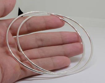 Large Silver Hoop Earrings, Simple Sterling Silver Earrings, 3 Inch Hoop Earrings, Sterling Silver Hoops, 2017 Trendy Hoops