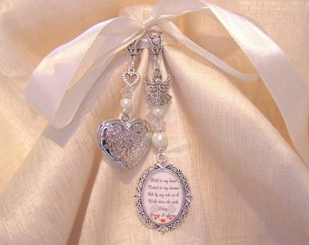 Heart Locket Bridal Bouquet Memory Charm Wedding Day Poem Verse