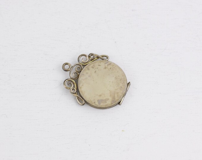 Antique locket pendant, gold toned pill box locket, engraved and initialed J.M., vintage jewelry stash pendant, small photographic locket