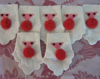 7-Retro Felt Napkin Holders/Candle Covers - Santa Claus