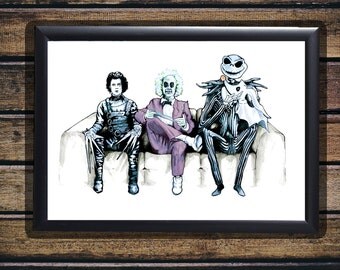 Tim Burton Cast - Beetlejuice, Edward Scissorhands & Jack Skellington - Original Art - Gloss Print