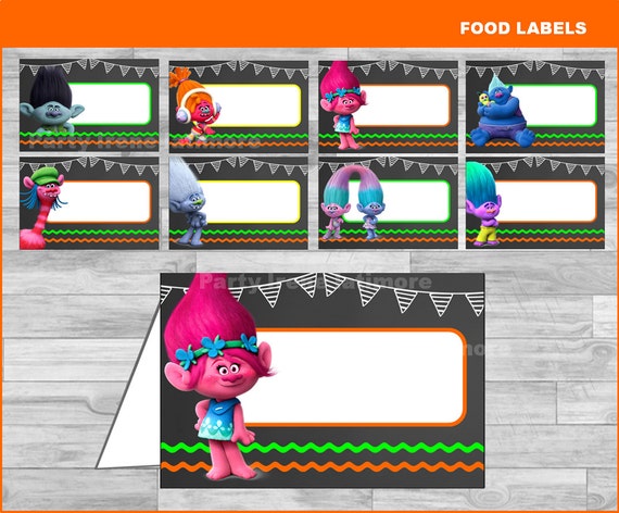 Trolls Party Food Labels