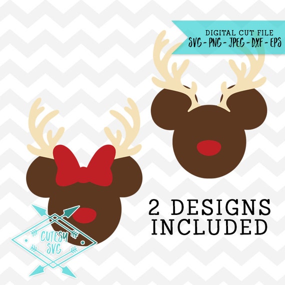 Download Mickey Minnie Reindeer Heads SVG Disney Digital file