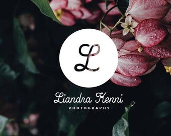 Elegant Modern Photography Logo. Photographers. Transparent Logo. Flower Monogram Logo. Premade Logo. P28.