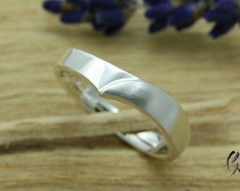 Ring silver, Iris leaf, silver ring